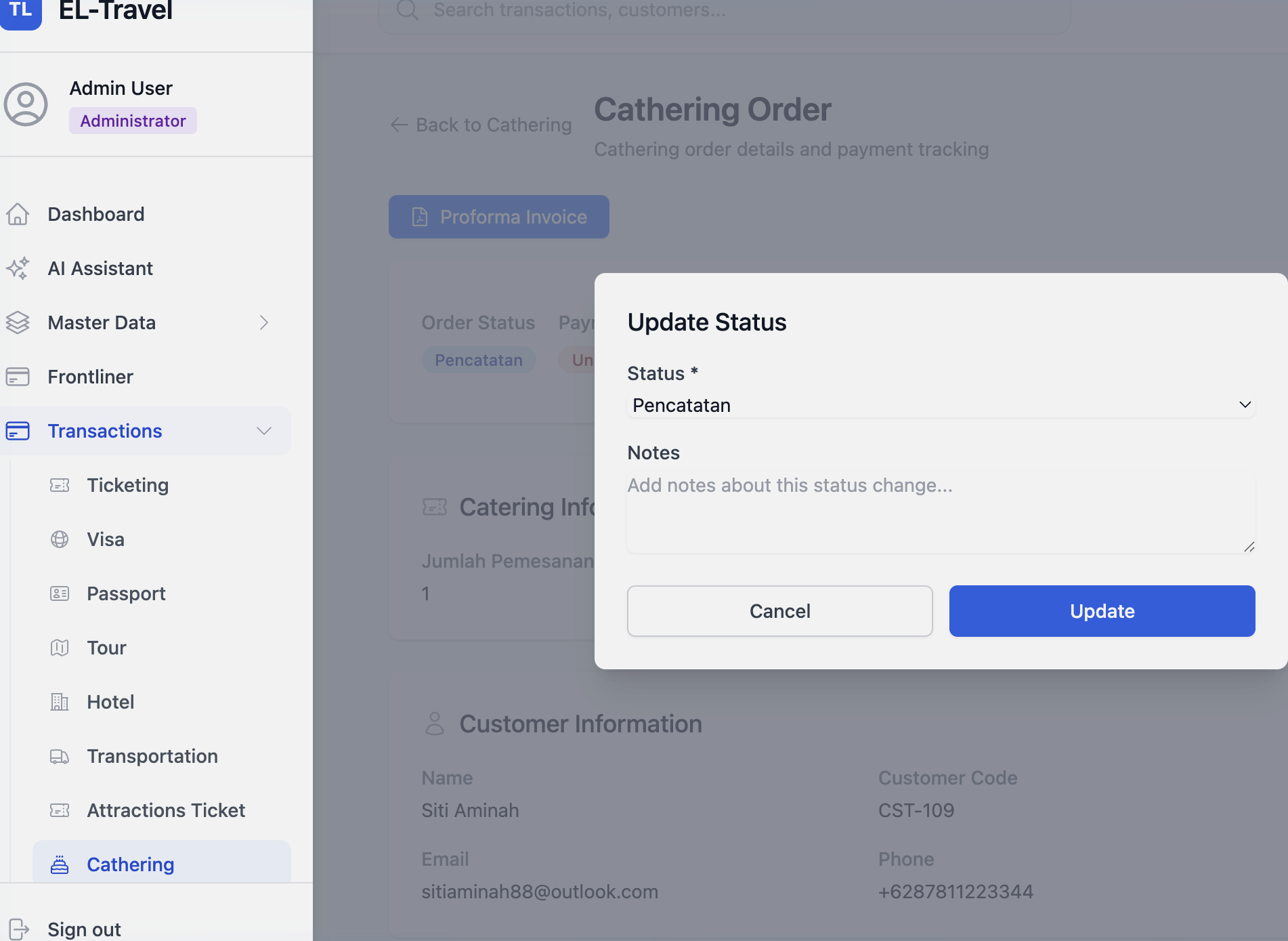 Status Modal Layanan Konsumsi & Katering