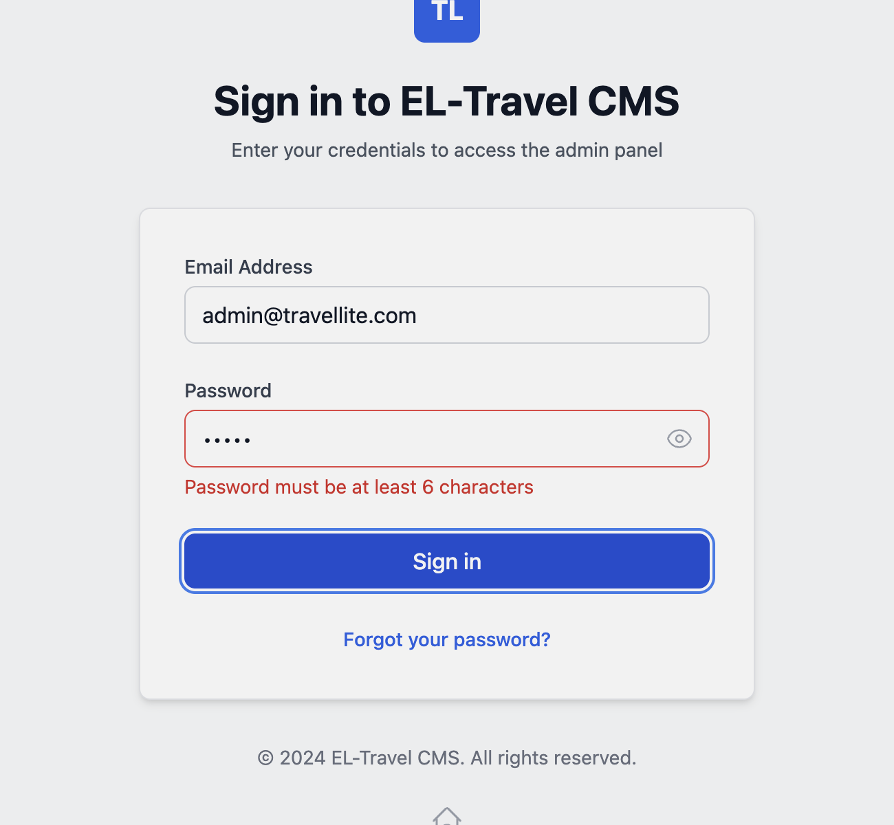 Validasi Panjang Password
